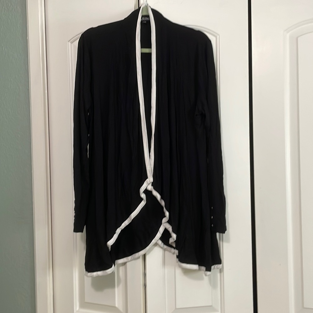 Caribe black and white tipped cardigan 1x/xxl